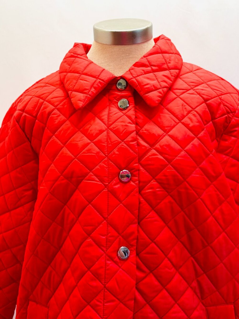 Anne Klein Women Button Down Collared Pockets Quilted Jacket Red Size XX-Large - Picture 2 of 8